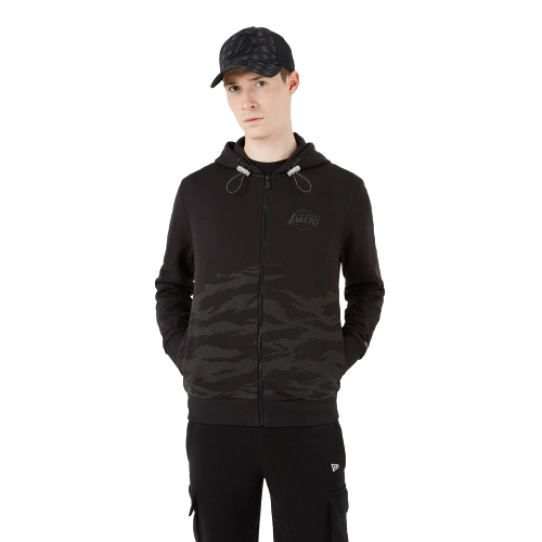 New Era LA Lakers Reflektierender Camo Schwarz Zip Hoodie