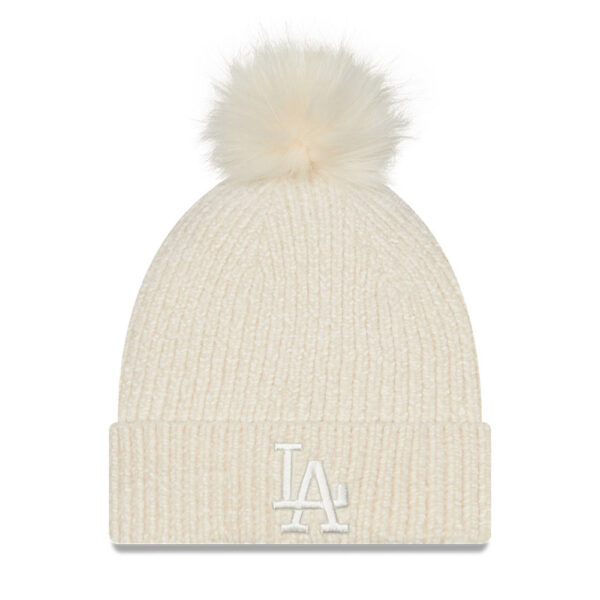 New Era Beige LA Dodgers Chenille Beanie Damen